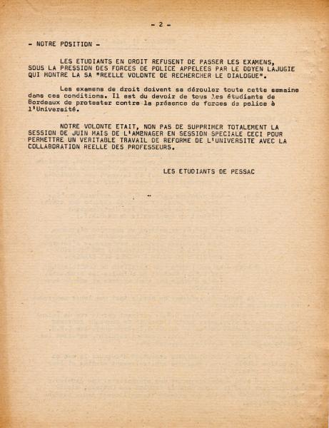 Les examens de Droit. Verso