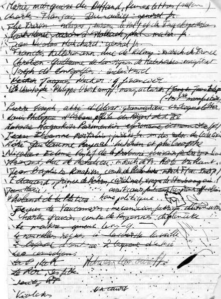 Liste des Personnages. 1